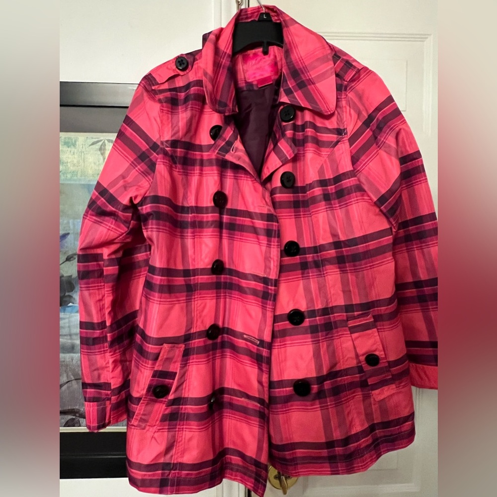 Pink Envelope Women's Button Up Coat- Love these bright, vibrant colors! Size XL